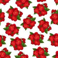 fleur rouge avec motif floral sans soudure de feuilles vecteur