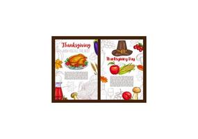 jour de thanksgiving croquis vacances vecteur affiches