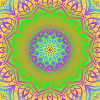 conception de vecteur de fond art abstrait mandala dégradé coloré. papier peint bohème trippant rond symétrique. décoration florale de méditation