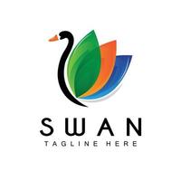 logo de cygne, conception d'animaux d'oiseau, logo de canard, vecteur d'étiquette de marque de produit