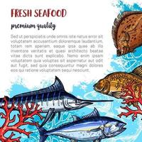 affiche de vecteur de fruits de mer frais et de nourriture pour poisson