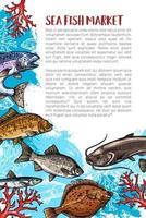 affiche de vecteur de capture de poisson pour le marché des fruits de mer