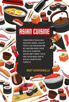 affiche de vecteur pour le restaurant asiatique de sushi japonais