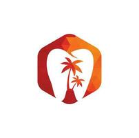 création de logo de dentisterie de clinique dentaire. logo dentaire avec le concept d'île tropicale. vecteur