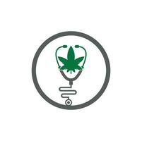 vecteur de logo de médecin de cannabis. modèle de conception de logo de cannabis stéthoscope.