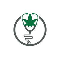 vecteur de logo de médecin de cannabis. modèle de conception de logo de cannabis stéthoscope.