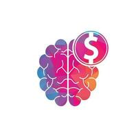 élément de conception de logo d'icône de cerveau d'argent. création d'icône logo finance cerveau vecteur