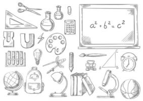 retour à l'école fournit des icônes d'esquisse vectorielles vecteur