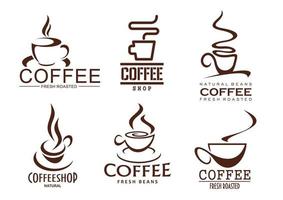 icônes vectorielles ensemble de tasses à café pour café cafétéria vecteur