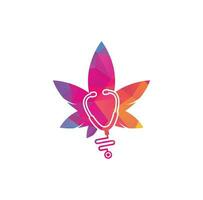 vecteur de logo de médecin de cannabis. modèle de conception de logo de cannabis stéthoscope.
