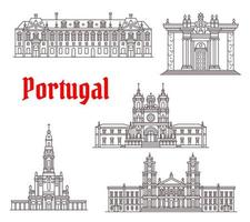 portugal architecture célèbre icônes vectorielles de point de repère vecteur