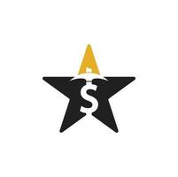 création de logo de concept de forme d'étoile minière. modèle de conception de logo de l'industrie minière. illustration vectorielle de dollar minier logo vecteur