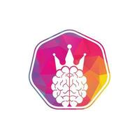 conception d'icône de logo de cerveau de couronne. création de logo vectoriel roi intelligent. cerveau humain avec conception d'icône de couronne.