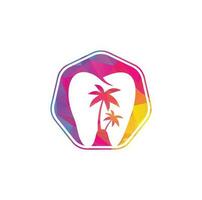 création de logo de dentisterie de clinique dentaire. logo dentaire avec le concept d'île tropicale. vecteur