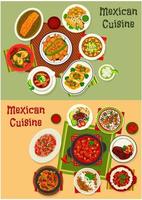 ensemble de dîner de plats de cuisine mexicaine vecteur