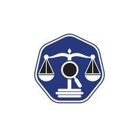 trouver le modèle de vecteur de logo de justice, concepts de conception de logo de cabinet d'avocats créatifs. logo du cabinet d'avocats à la loupe