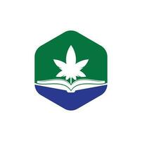 modèle de logo de symbole de livre et de marijuana. adapté à la formation médicale. vecteur