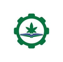 modèle de logo de symbole de concept de forme d'engrenage de livre et de marijuana. adapté à la formation médicale. vecteur