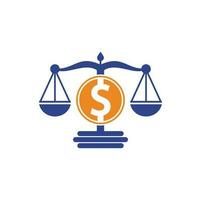 création de logo vectoriel à l'échelle de l'argent. notion de financement. échelle de logotype et icône de symbole dollar.