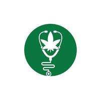 vecteur de logo de médecin de cannabis. modèle de conception de logo de cannabis stéthoscope.