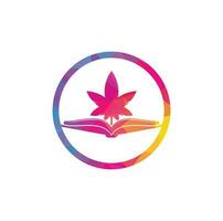 modèle de logo de symbole de livre et de marijuana. adapté à la formation médicale. vecteur