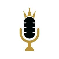 création de logo vectoriel podcast king. concept de conception de logo de musique roi.