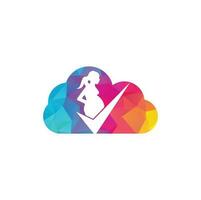 vérifier la conception du logo du nuage de grossesse. vecteur de conception de modèle de symbole de logo enceinte.