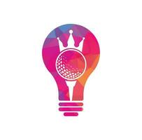 création de logo vectoriel de concept de forme d'ampoule de golf king. balle de golf avec icône de vecteur de couronne.