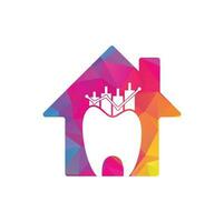logo d'icône de concept de finance dentaire et de forme de maison. modèle de conception de logo vectoriel stat dentaire.