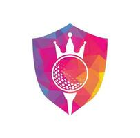 création de logo vectoriel de golf roi. balle de golf avec icône de vecteur de couronne.