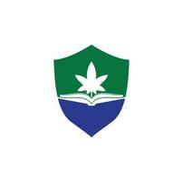 modèle de logo de symbole de livre et de marijuana. adapté à la formation médicale. vecteur