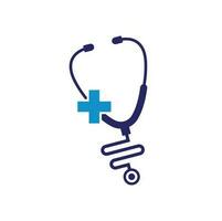 logo de santé vecteur de santé médicale avec symbole d'icône croix et stéthoscope. logo croix santé