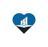création de logo en forme de coeur de livre de finances. création de logo d'éducation à la croissance des entreprises. vecteur