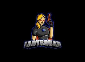 logo esport mascotte lady squad vecteur