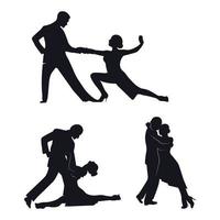 ensemble de silhouettes de danseurs de tango vecteur