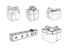 présenter des illustrations de boîtes dans un style d'encre d'art vecteur