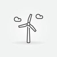énergie éolienne avec icône de concept de vecteur de nuages dans le style de ligne mince