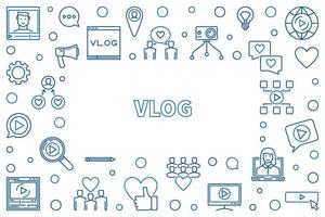 vlog concept fine ligne cadre horizontal. illustration vectorielle vecteur