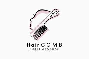 création de logo de peigne à cheveux avec concept créatif dessiné à la main vecteur