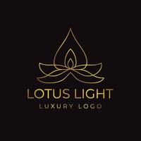 élément de conception de logo vectoriel de luxe lumière lotus linéaire