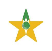 conception de logo vectoriel de concept de forme d'étoile de golf de roi. balle de golf avec icône de vecteur de couronne.