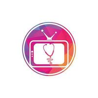 création de logo de médecin tv. modèle d'icône de logo stéthoscope tv. vecteur