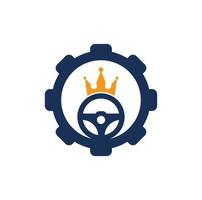 création de logo vectoriel drive king. icône de la direction et de la couronne.