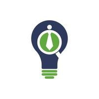 vecteur de conception de logo de concept de forme d'ampoule de travail. icône de recherche d'emploi avec loupe, choisissez le symbole de personnes à embaucher. logo de l'emploi ou de l'employé