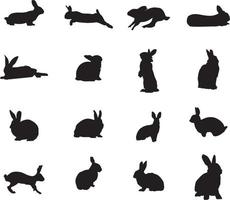 une collection de silhouettes de lapin pour des compositions d'œuvres d'art vecteur