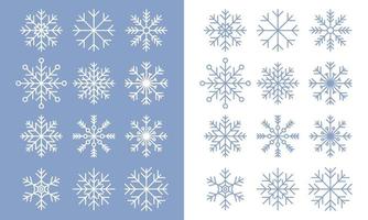 icônes de ligne de flocon de neige sur fond bleu et blanc. ensemble d'icônes de flocons de neige bleus. modèle de flocons de neige. hiver de flocon de neige. icônes de flocons de neige. illustration vectorielle vecteur