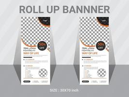 gym roll up banner design layout, modèle de conception de bannière vectorielle, bannière publicitaire verticale pour le sport, gym et entraîneur personnel. conception pour les entreprises et la publicité, un exemple de modèle pour la salle de sport. vecteur