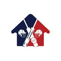 création de logo vectoriel maison de cricket. logo du championnat de cricket. emblème du sport moderne. illustration vectorielle.