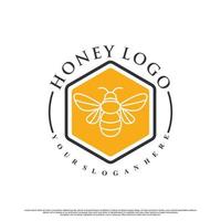 création de logo de miel avec vecteur premium de concept créatif