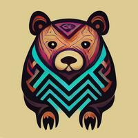 vecteur d'illustration d'ours mignon isolé sur blanc avec un style tribal bon pour le logo ou personnaliser votre conception